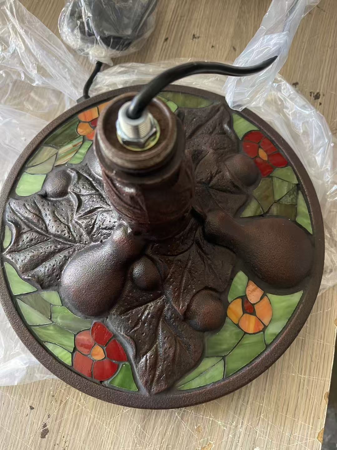 Gorgeous Huge 20" Blue Wisteria Tiffany Floor Lamp With Heavy decor Base