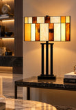 Large Modern Geometric Stained Glass Table Lamp – Amber Gold