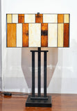 Large Modern Geometric Stained Glass Table Lamp – Amber Gold