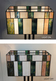 Large Modern Geometric Stained Glass Table Lamp – Forest Green