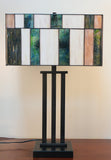 Large Modern Geometric Stained Glass Table Lamp – Forest Green