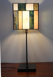 Large Modern Geometric Stained Glass Table Lamp – Forest Green