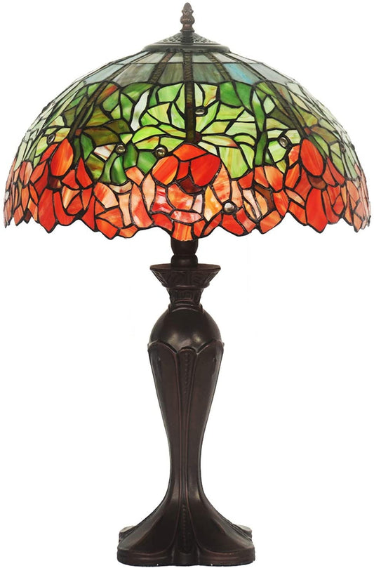 Large 16" Water Lily Style Stained Glass Tiffany Table Lamp