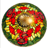Legend Collection 16" Poppy Floral Tiffany Table Lamp with Green Uniqe Base