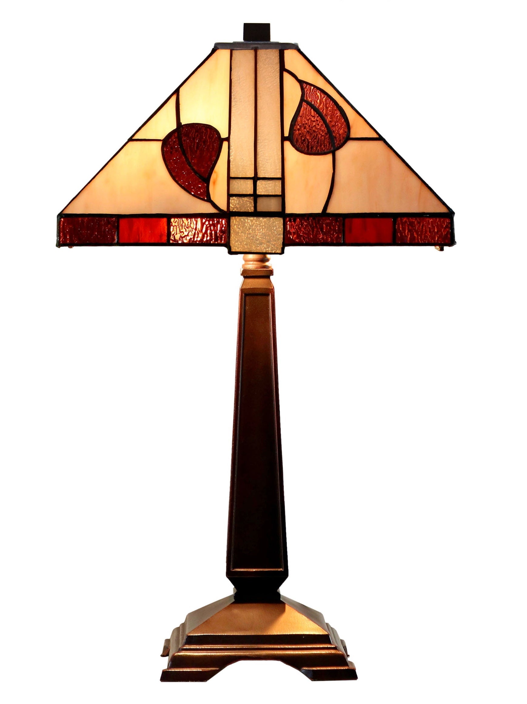 Large Classical Mission Style Leaf Tiffany Table Lamp