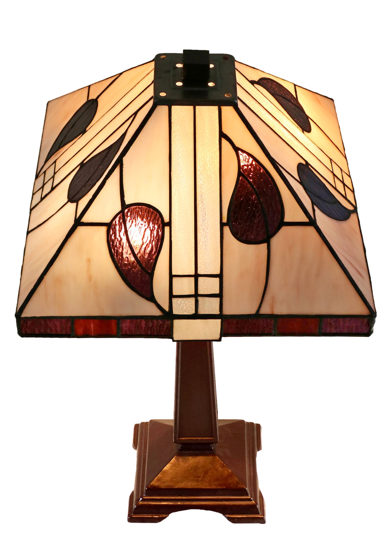 Large Classical Mission Style Leaf Tiffany Table Lamp