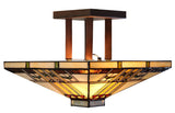 14" Mission  Tiffany Style Semi Flush Ceiling Light