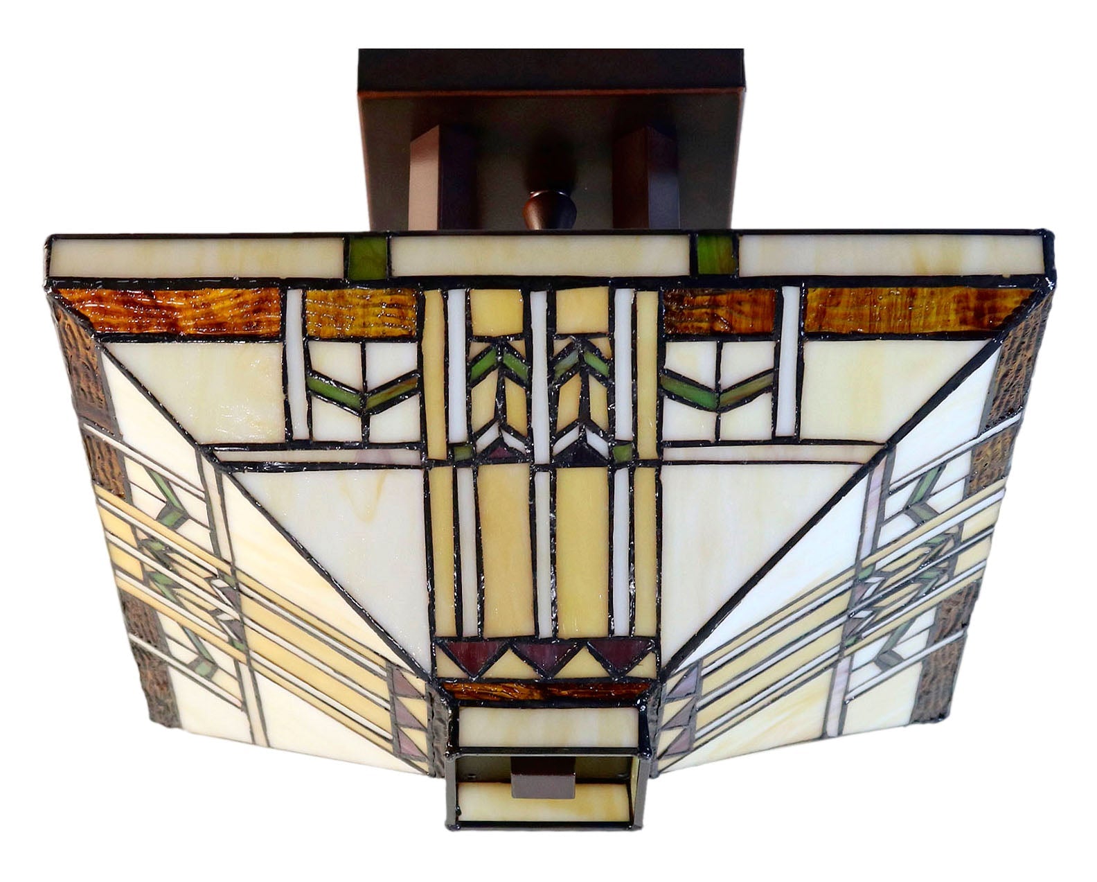 14" Mission  Tiffany Style Semi Flush Ceiling Light