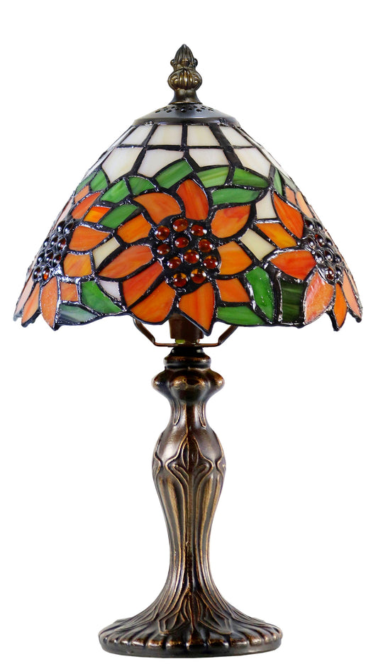 Classical 8" Red Sunflower Tiffany Mini Table Lamp