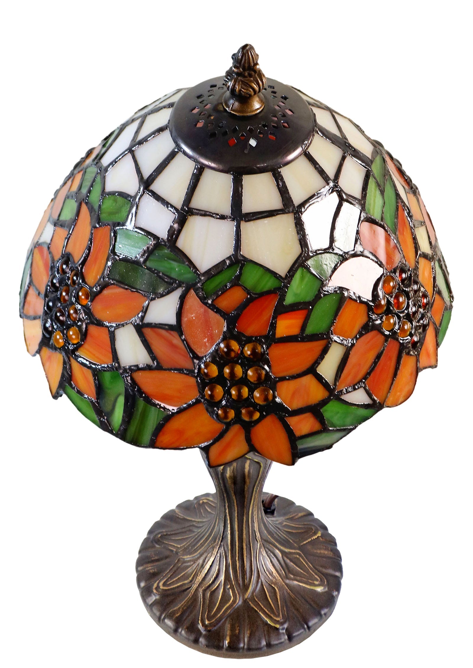 Classical 8" Red Sunflower Tiffany Mini Table Lamp