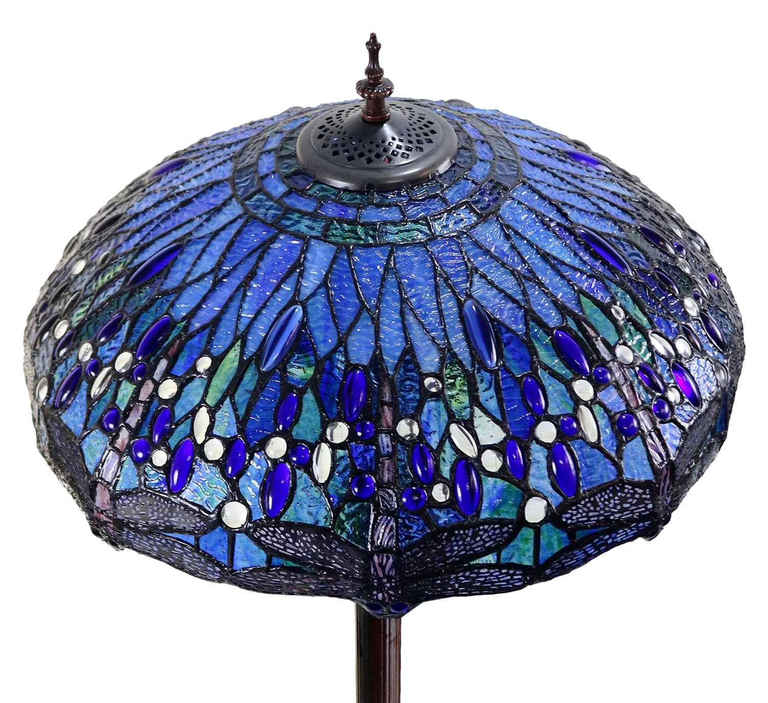 18" Classical Blue Dragonfly  Stained Glass Tiffany Floor Lamp