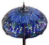 18" Classical Blue Dragonfly  Stained Glass Tiffany Floor Lamp