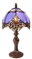 Cute  8" Blue Baroque Style curved Glass Tiffany Mini Lamp