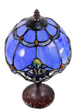 Cute  8" Blue Baroque Style curved Glass Tiffany Mini Lamp