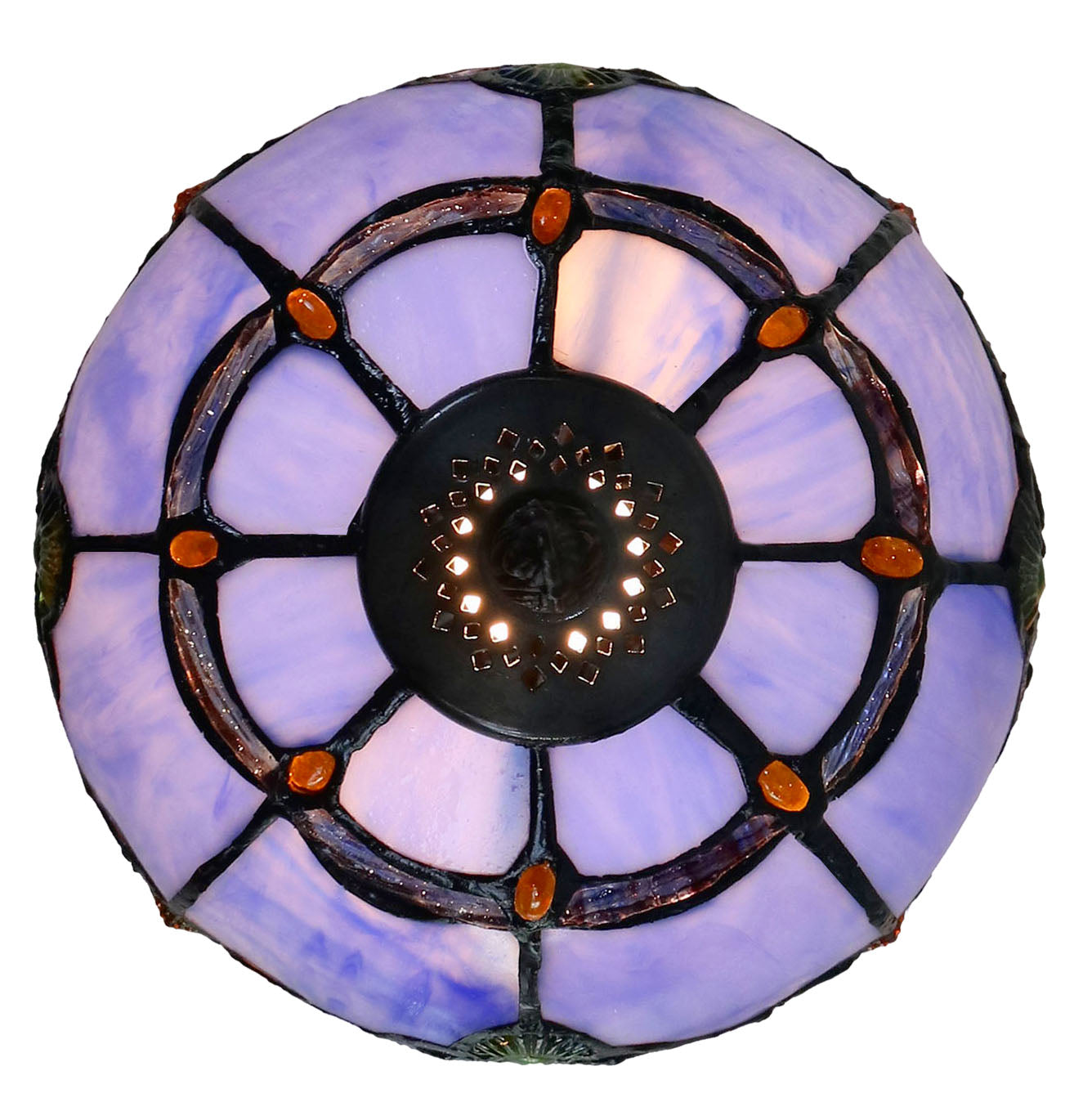 Cute  8" Blue Baroque Style curved Glass Tiffany Mini Lamp