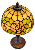 8" Amber Rose Tiffany Mini Table Lamp