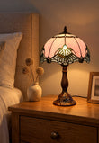 12″ Lavender Pink Jewel Tiffany-Style Bedside Lamp