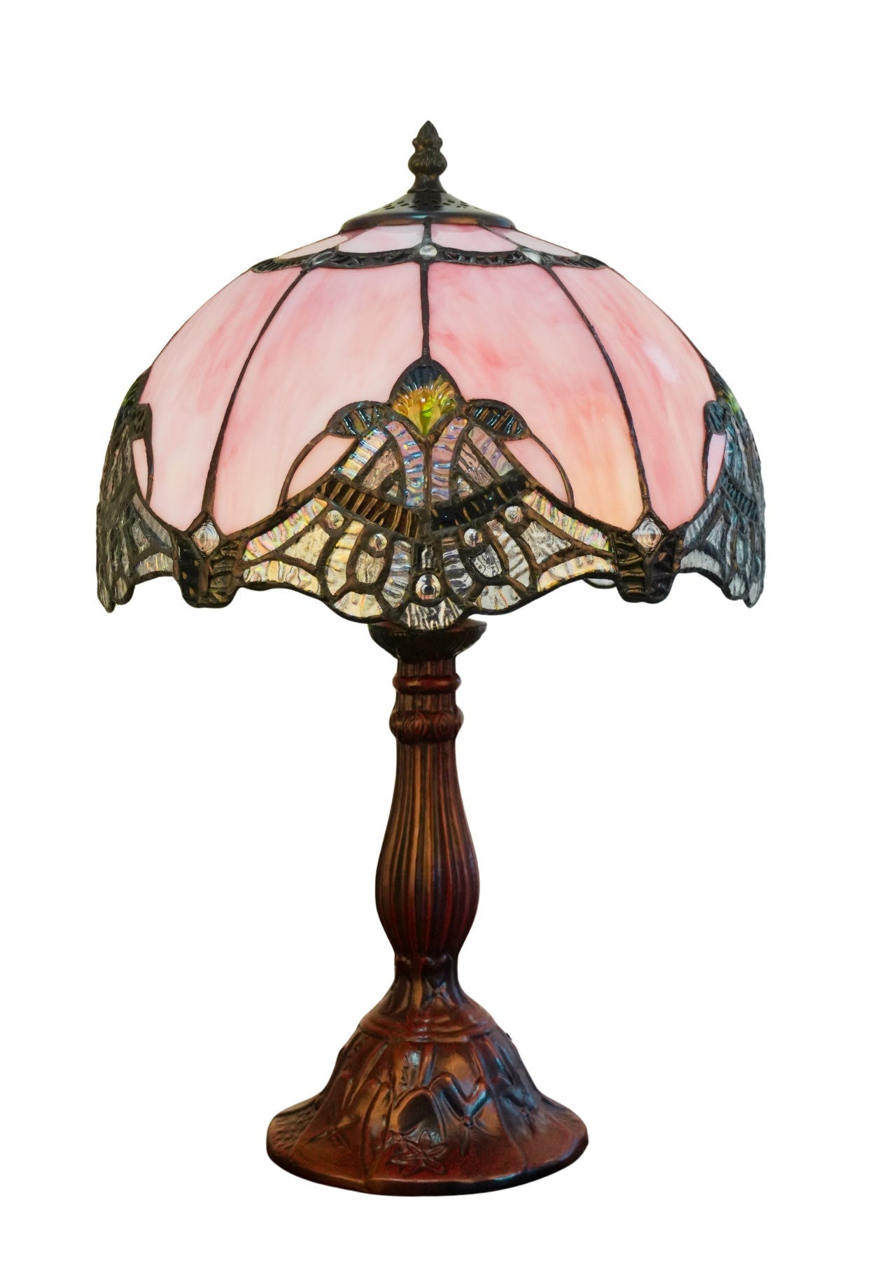 12″ Lavender Pink Jewel Tiffany-Style Bedside Lamp