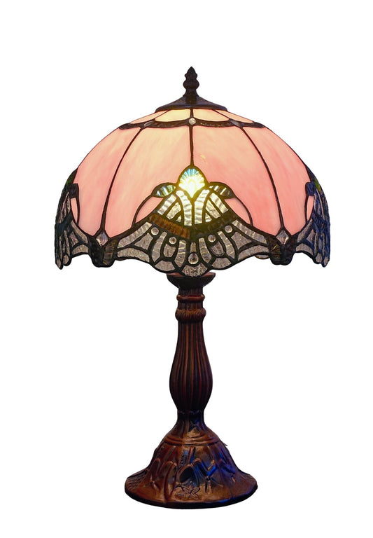 12″ Lavender Pink Jewel Tiffany-Style Bedside Lamp