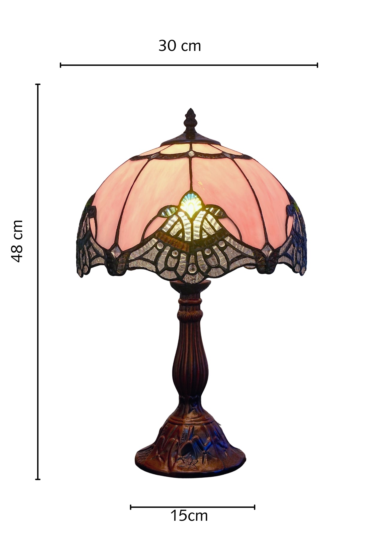 12″ Lavender Pink Jewel Tiffany-Style Bedside Lamp