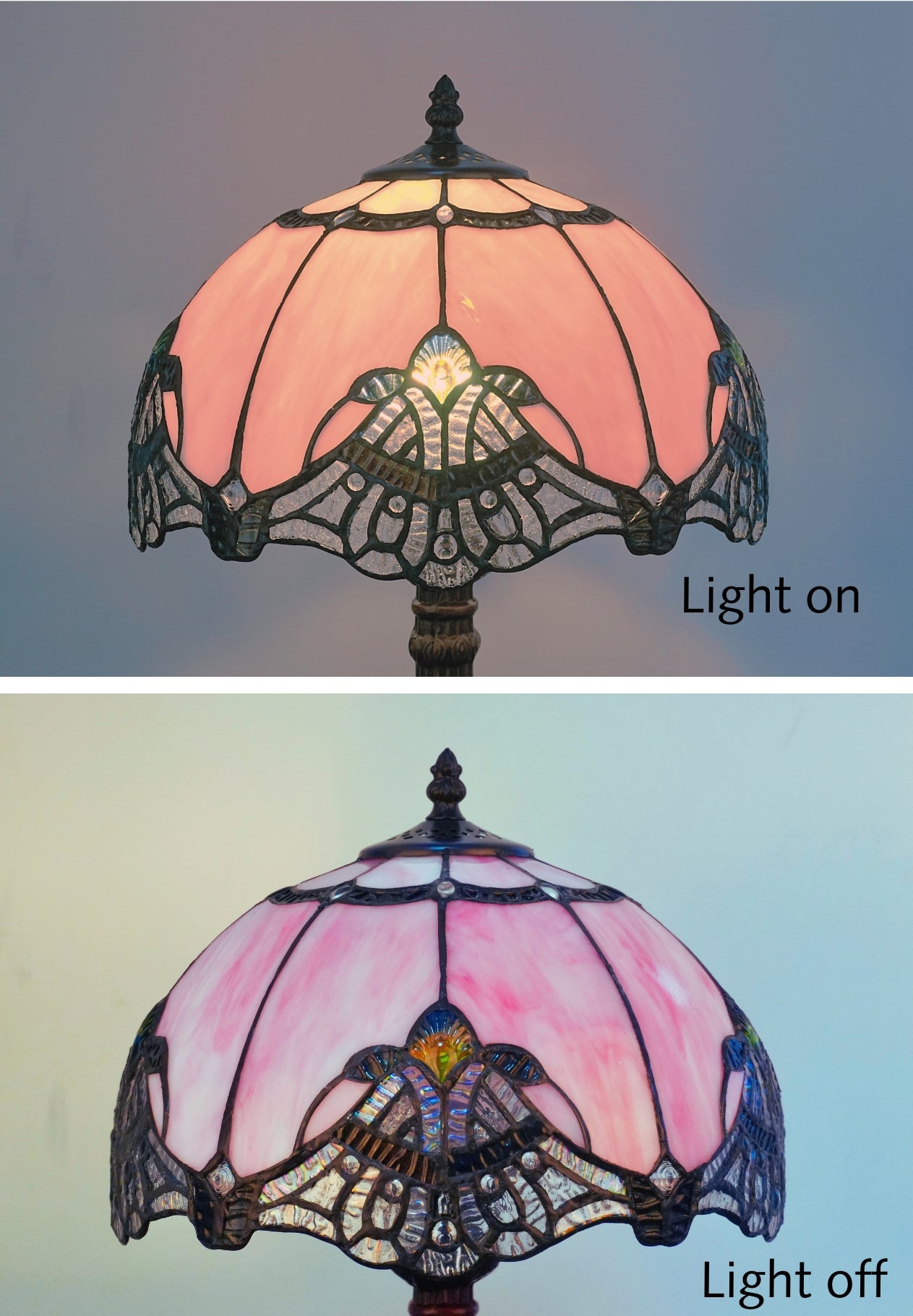 12″ Lavender Pink Jewel Tiffany-Style Bedside Lamp