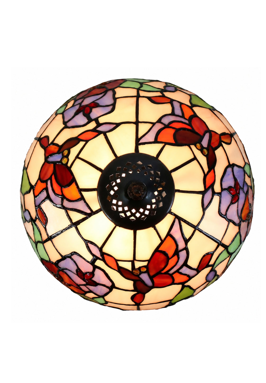 12" Butterfly Flower Stained Glass Tiffany Pendant Light