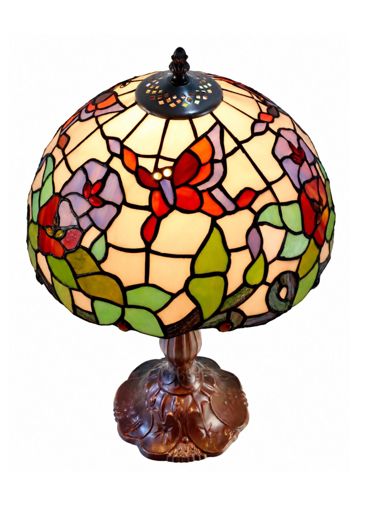 12" Amazing Butterfly Flower Tiffany Tiffany Bedside Lamp