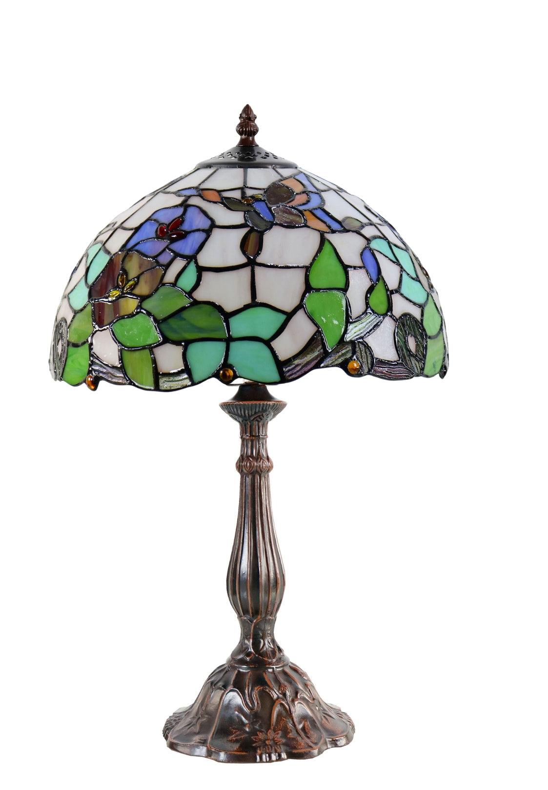 12" Amazing Butterfly Flower Tiffany Tiffany Bedside Lamp