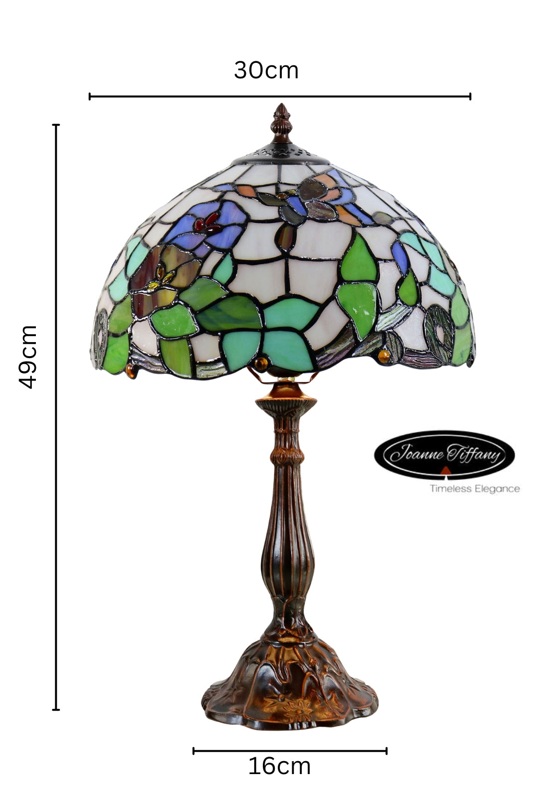 12" Amazing Butterfly Flower Tiffany Tiffany Bedside Lamp