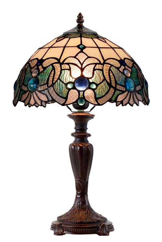 12" Ocean Blue Traditional leadlight Bedside Lamp