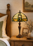 12"  Leaf Ribbon Style  Stained Glass Leadlight Tiffany Bedside Lamp