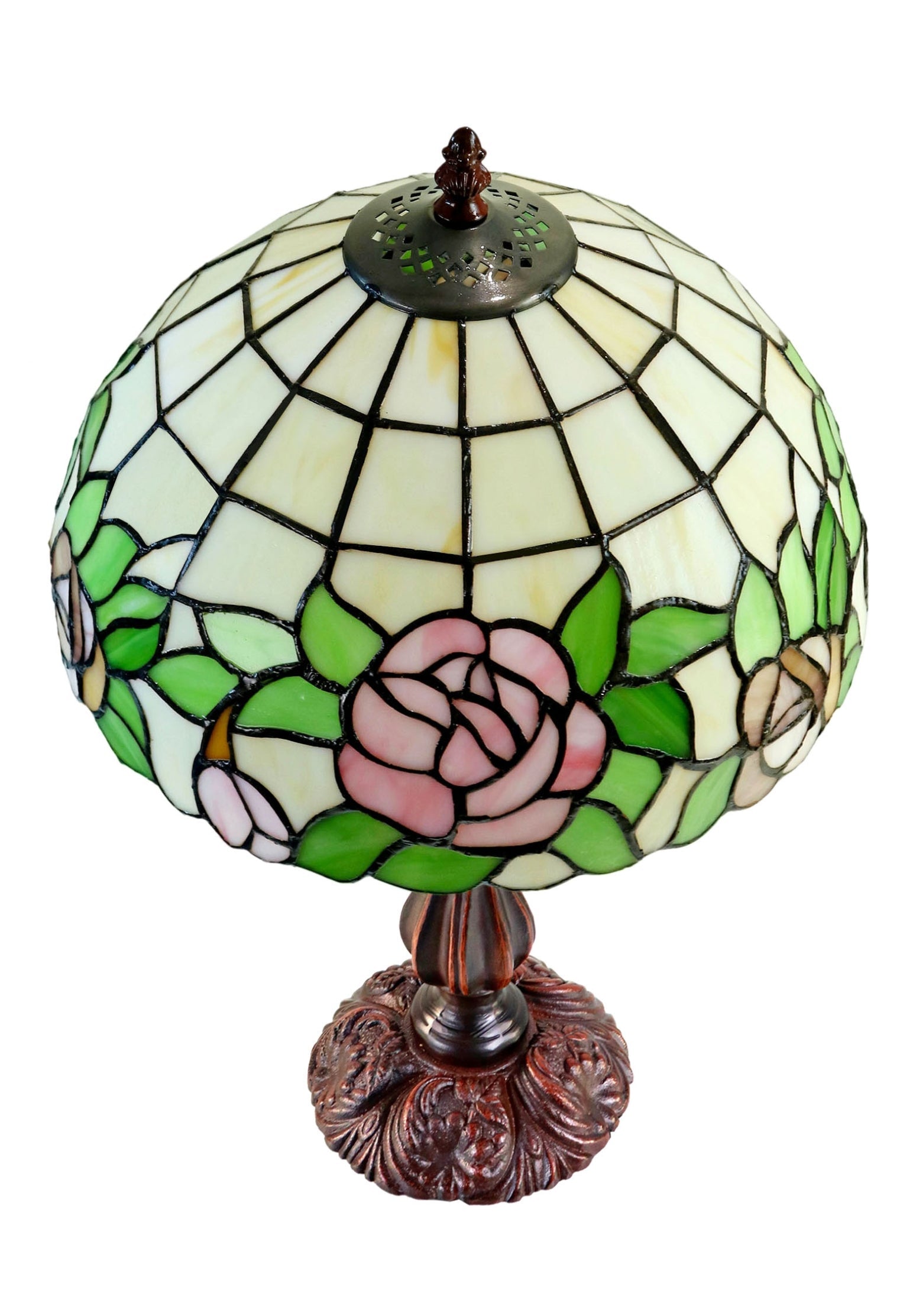 12" Blush Rose Tiffany-Style Bedside Lamp