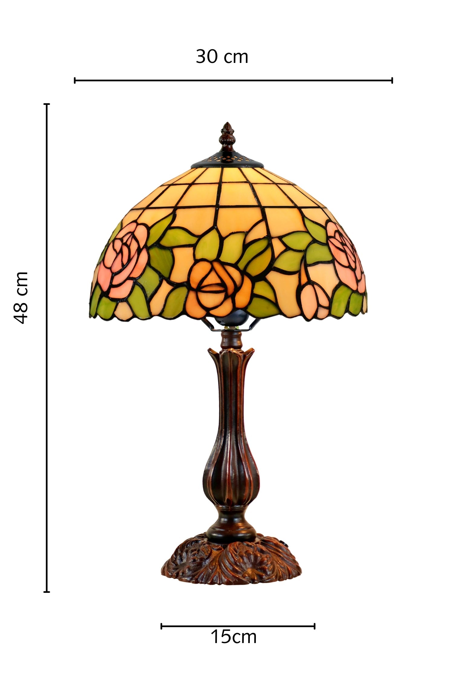 12" Blush Rose Tiffany-Style Bedside Lamp