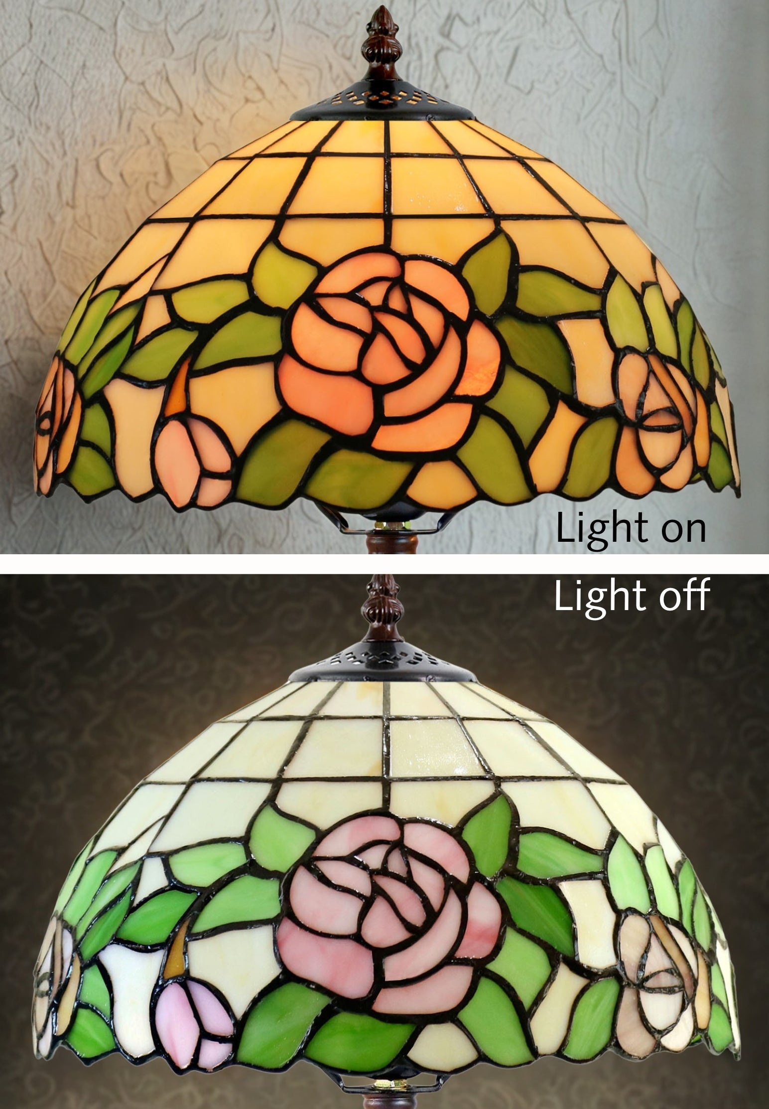 12" Blush Rose Tiffany-Style Bedside Lamp