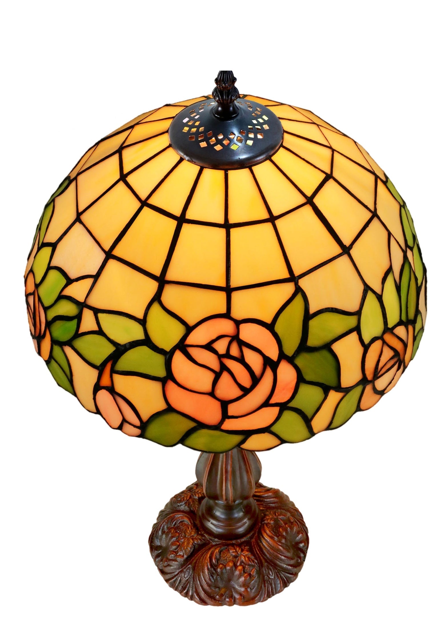 12" Blush Rose Tiffany-Style Bedside Lamp