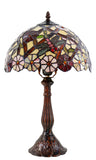 12" Traditional Dragonfly Style Aster Flower Tiffany Bedside Lamp