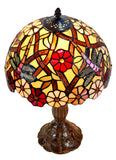 12" Traditional Dragonfly Style Aster Flower Tiffany Bedside Lamp