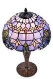 12" Blue Victorian Style Tiffany Bedside Lamp