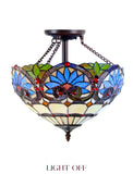 14" Boheme style Tiffany  Uplighter Ceiling Light *Perfect for low ceilings