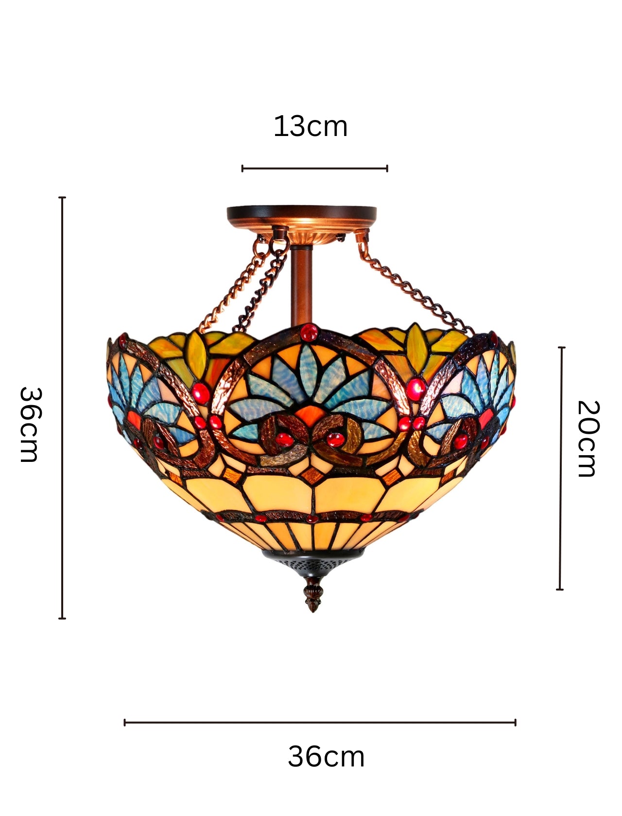 14" Boheme style Tiffany  Uplighter Ceiling Light *Perfect for low ceilings