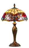 14” Vintage Rose Tiffany Table Lamp – Elegant Bedside Lighting