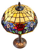 14” Vintage Rose Tiffany Table Lamp – Elegant Bedside Lighting