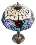 14” Vintage Rose Tiffany Table Lamp – Elegant Bedside Lighting