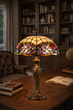 14” Vintage Rose Tiffany Table Lamp – Elegant Bedside Lighting