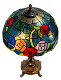 Tiffany Style Rose Floral Stained Glass Table Lamp for Living Room & Bedroom