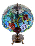 Tiffany Style Rose Floral Stained Glass Table Lamp for Living Room & Bedroom