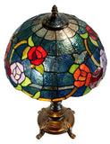 Large  Red Purple Yellow Rose Style Tiffany Table Lamp