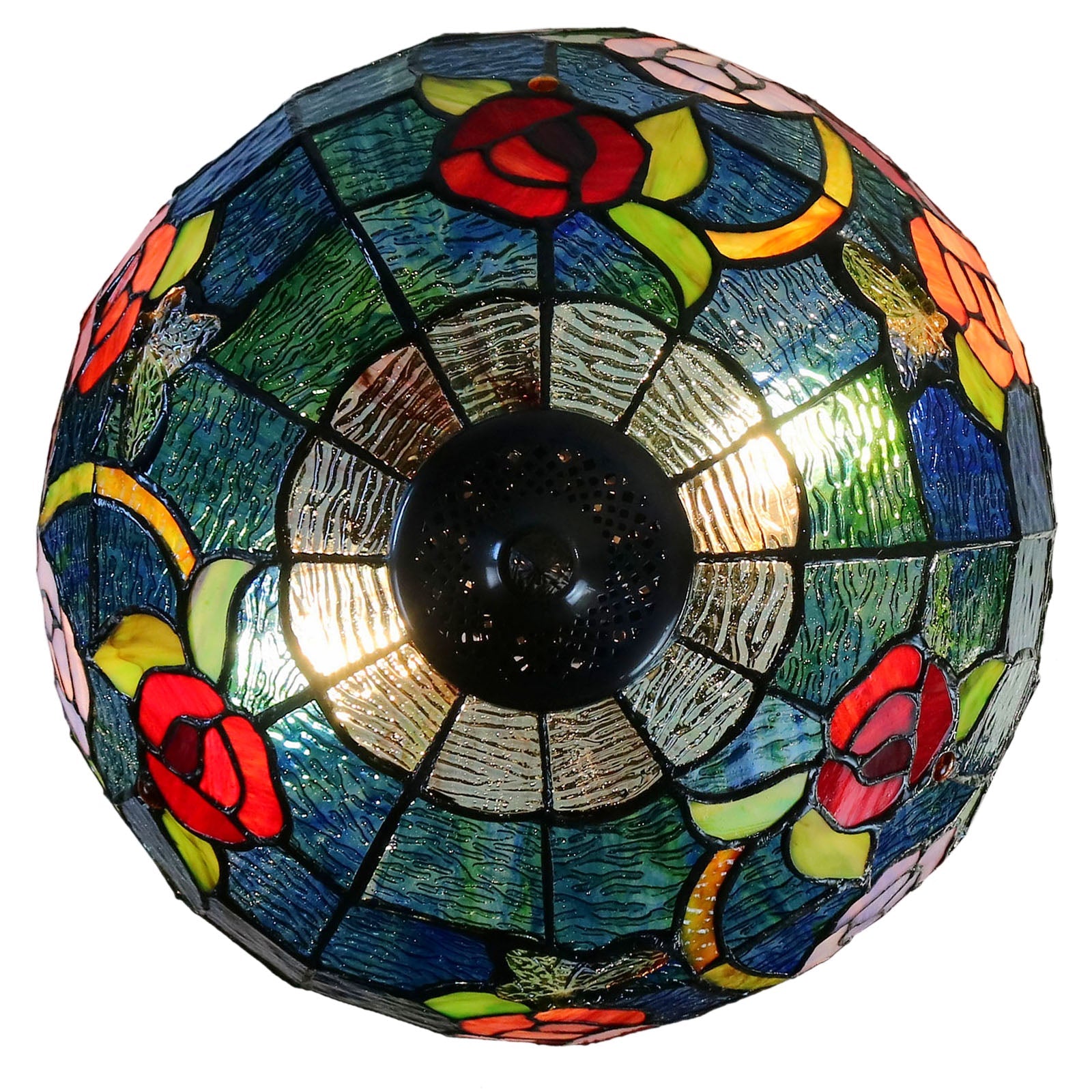 Large  Red Purple Yellow Rose Style Tiffany Table Lamp