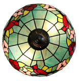 14" Artisan Stained Glass Cardinal Bird  Floral Tiffany Table Lamp