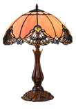 Large 16" Pink Rococo Style Leadlight Stained Glass Tiffany Table Lamp